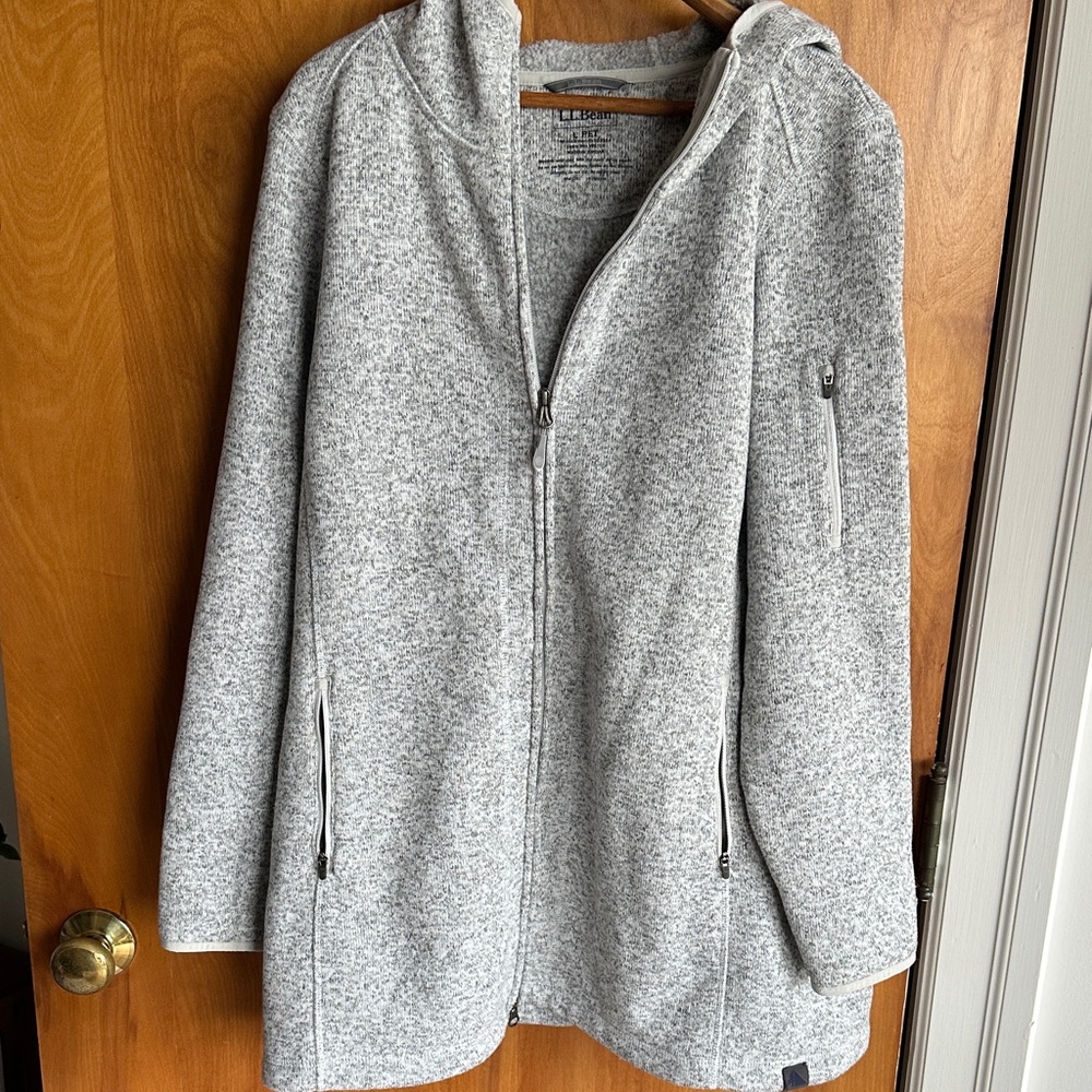 L.L. Bean Light Gray Hooded Zip Jacket